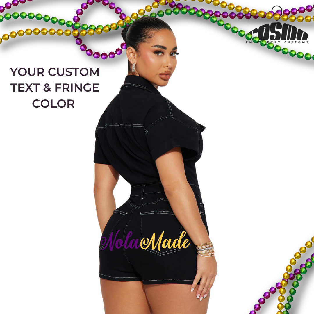 Mardi Gras Denim Romper